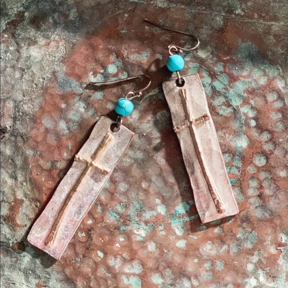 Silver & Gold Cross Earrings